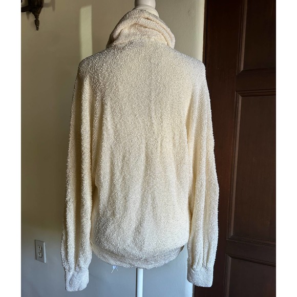 MARIA RODRIGUEZ | 80s Vintage White Linen blend knit turtleneck Sweater - Size S - Picture 4 of 6